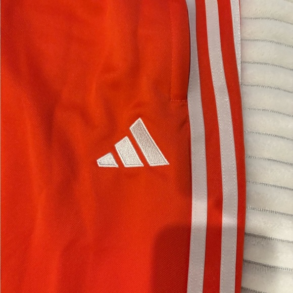 Adidas Mens Orange Joggers with White Stripes - Picture 2 of 6